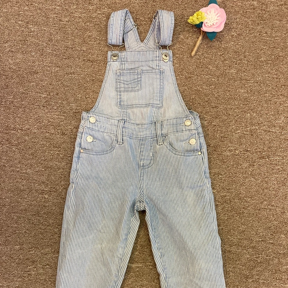 Jordache Coveralls Girls Denim Overalls Toddler Youth Striped Size 4-5 [D]